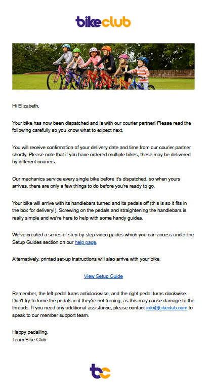 bike club email insight